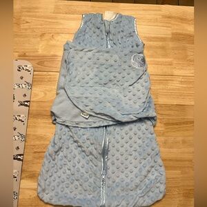 3-6m small blue halo sleep sack swaddle